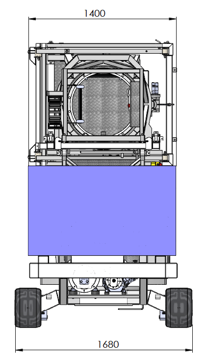 クローラ式橋梁点検機MBI70[MOOG社製]の「外形寸法図」